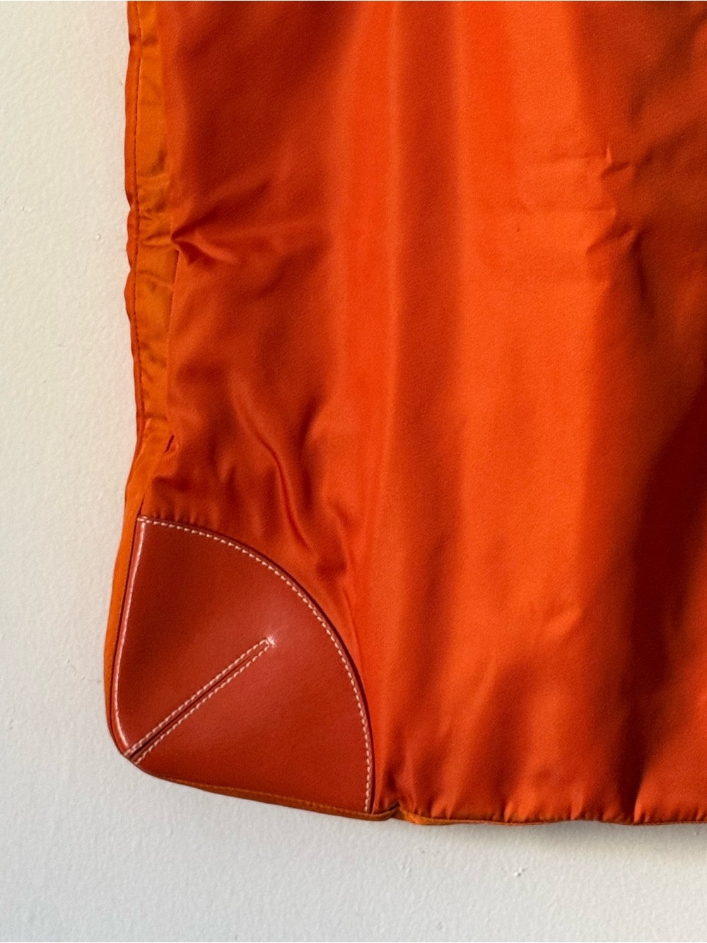 Prada Orange Nylon Tote Large Shopper Bag Leather Trim - Picture 3 of 12